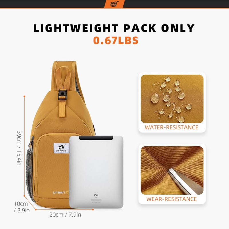 SKYSPER Sling Bag RFID Crossbody Sling Backpack Cross Body Shoulder Bag Travel Hiking Daypack for Women Men(Apricot) - Image 5